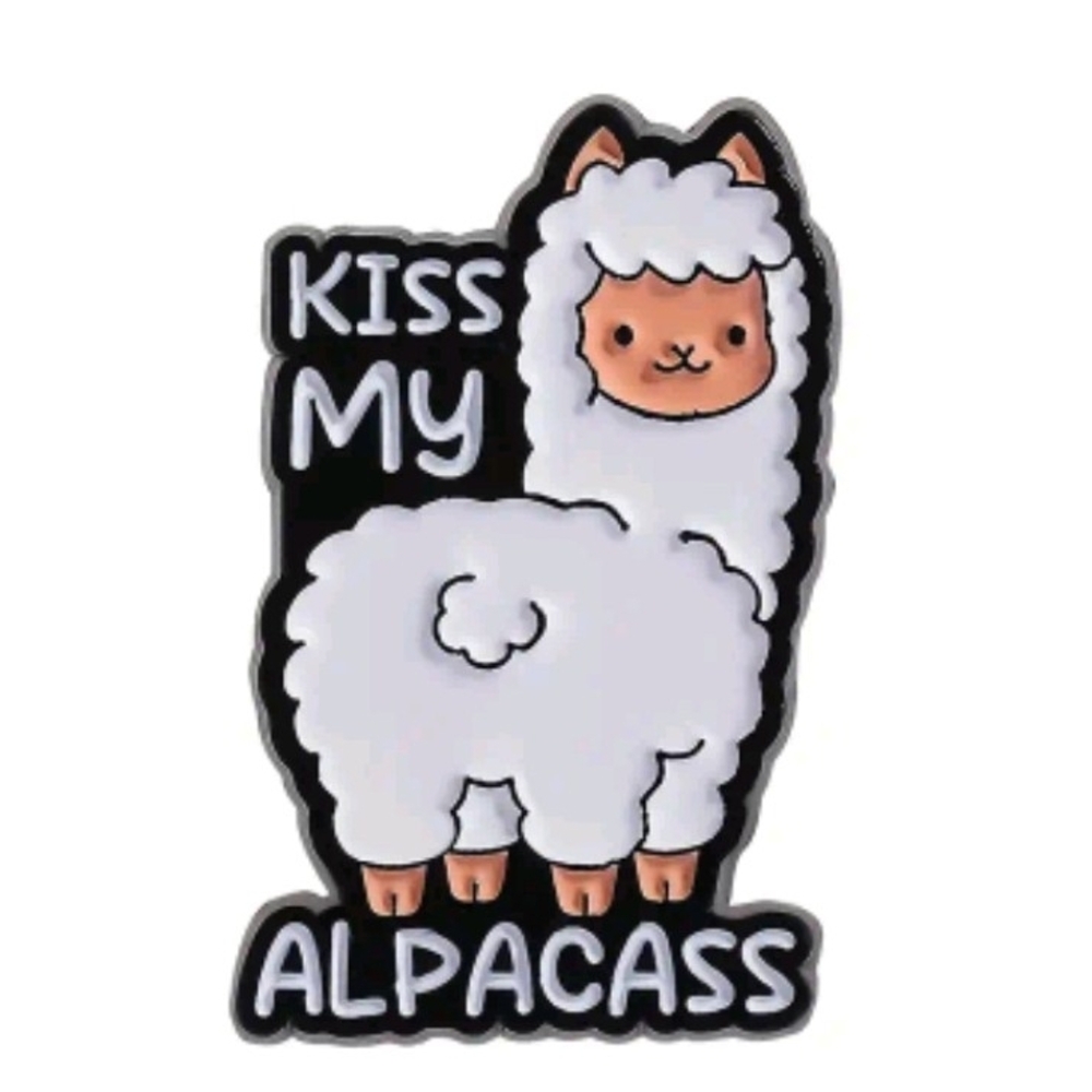 Charming Llama Brooch - White and Black